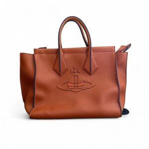 Vivienne Westwood Brown Leather Tote with Embossed Orb